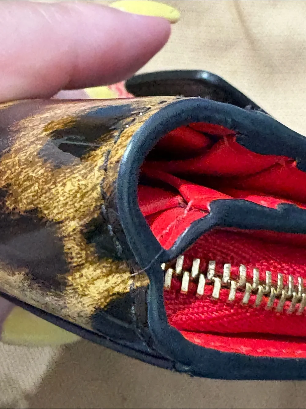 Christian Louboutin Leopard Patent & Black Leather Wallet w/ Dust Bag COA in EUC